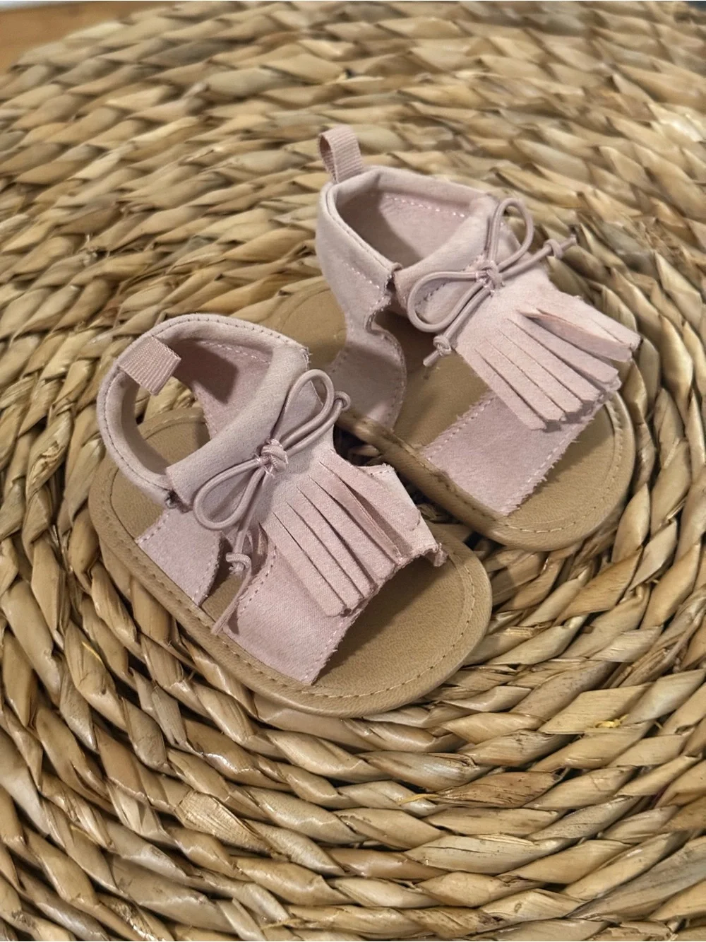 Old Navy Blush Pink Fringe Baby Walker Sandals